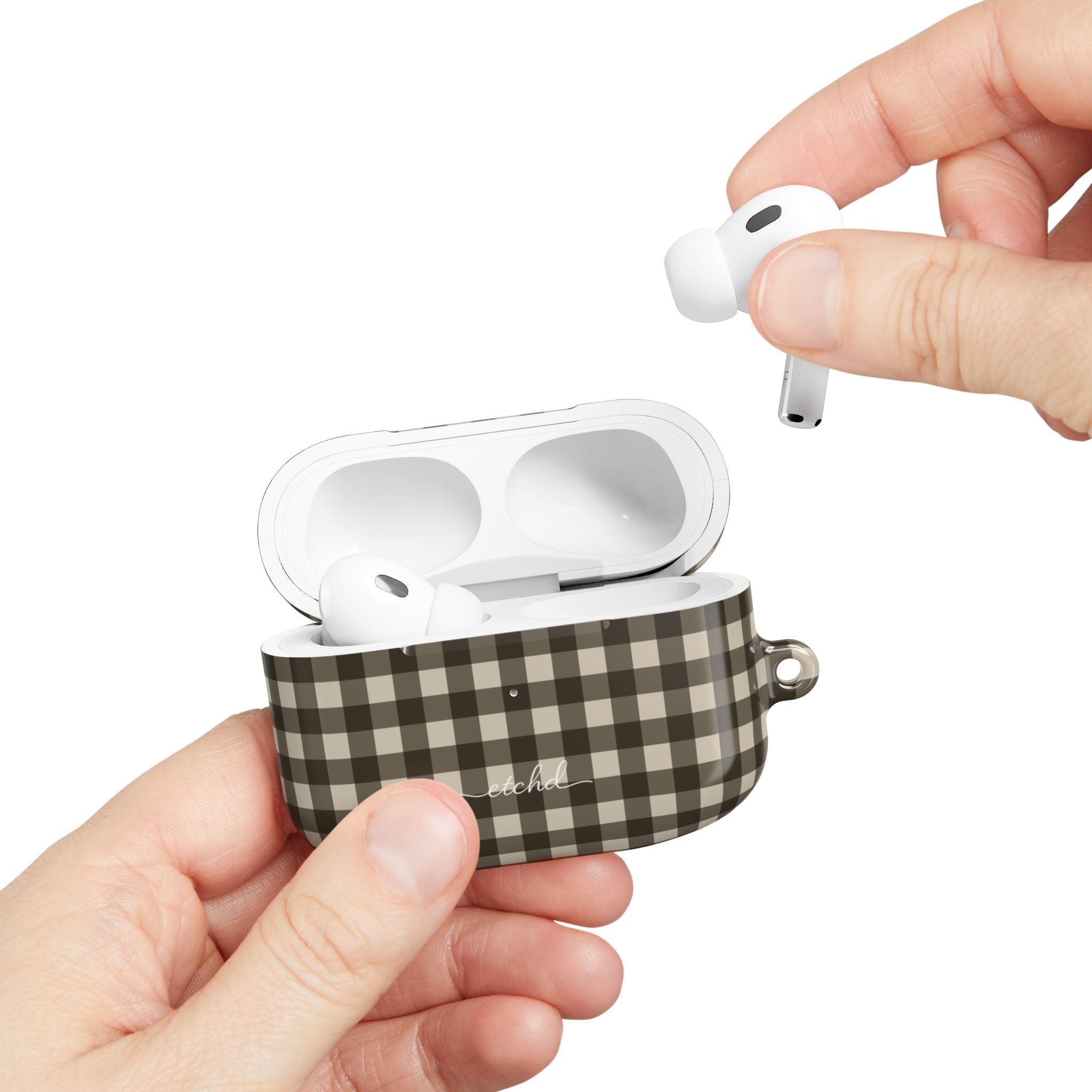 Cream & Brown Gingham AirPod Case by etchd, view 11