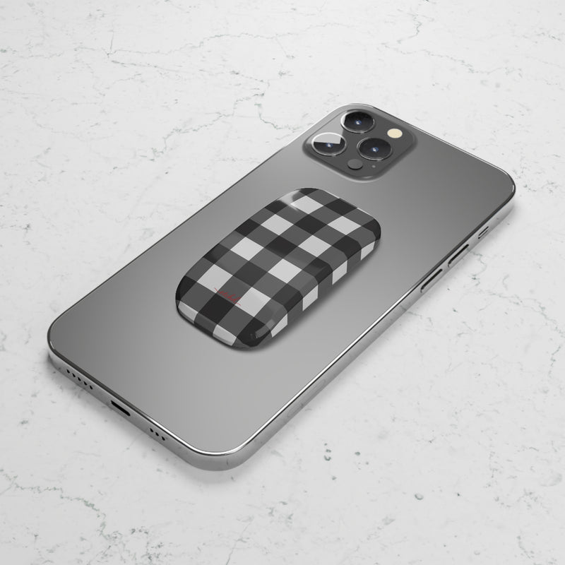 Black & White Gingham Click-On Phone Grip-zoom-