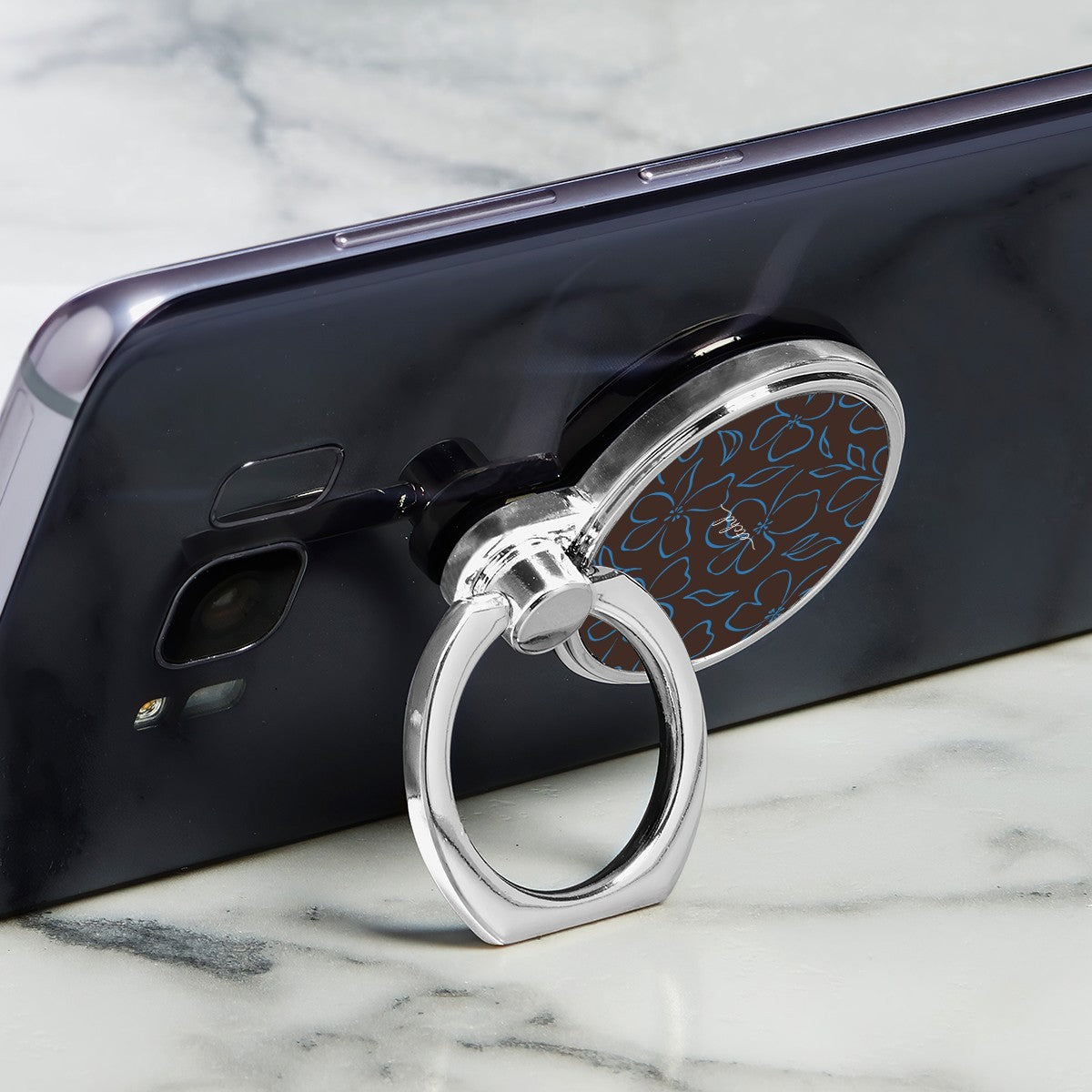 Espresso & Cerulean Floral Classic Ring Holder by etchd, view 2