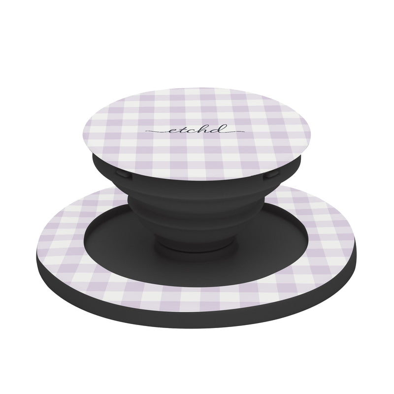 Lilac Gingham Phone Grip And Stand-zoom-