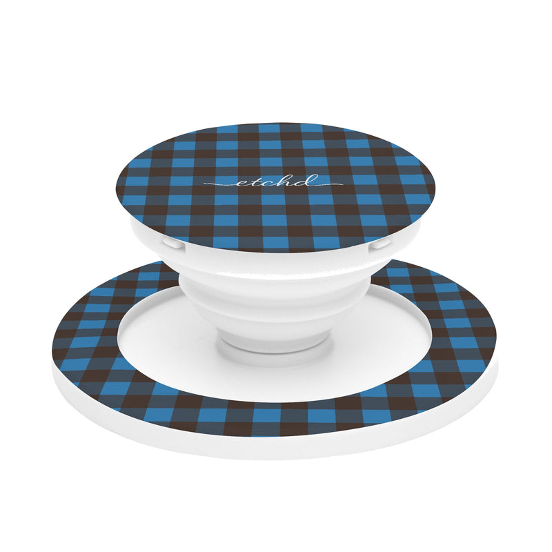 Cerulean & Espresso Gingham Handyhalterung und Ständer-zoom-