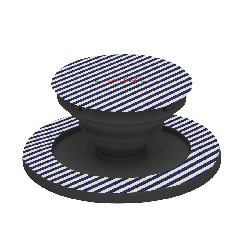 Navy & Cream Striped Diagonal Handy-Halterung und Ständer-zoom-