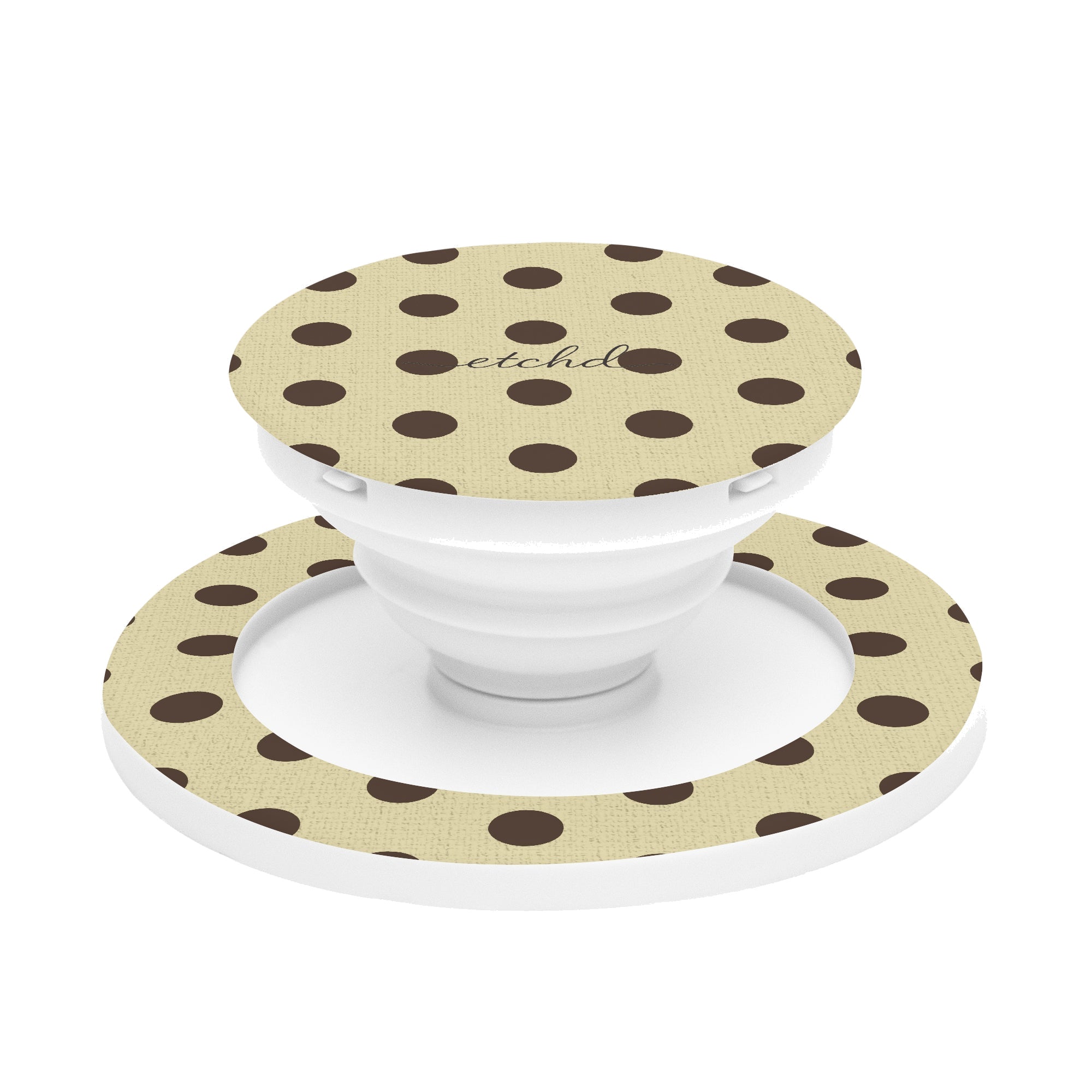 Butter Yellow And Brown Polka Dot Phone Grip And Stand by etchd