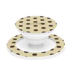 Butter Yellow And Brown Polka Dot Phone Grip And Stand by etchd