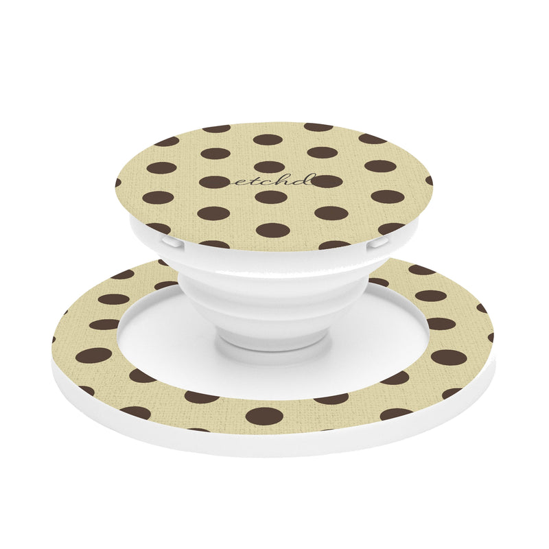Butter Yellow And Brown Polka Dot Handy-Halterung und Ständer-zoom-