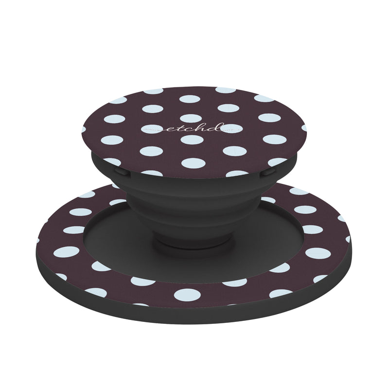Blue And Plum Polka Dot Phone Grip And Stand-zoom-