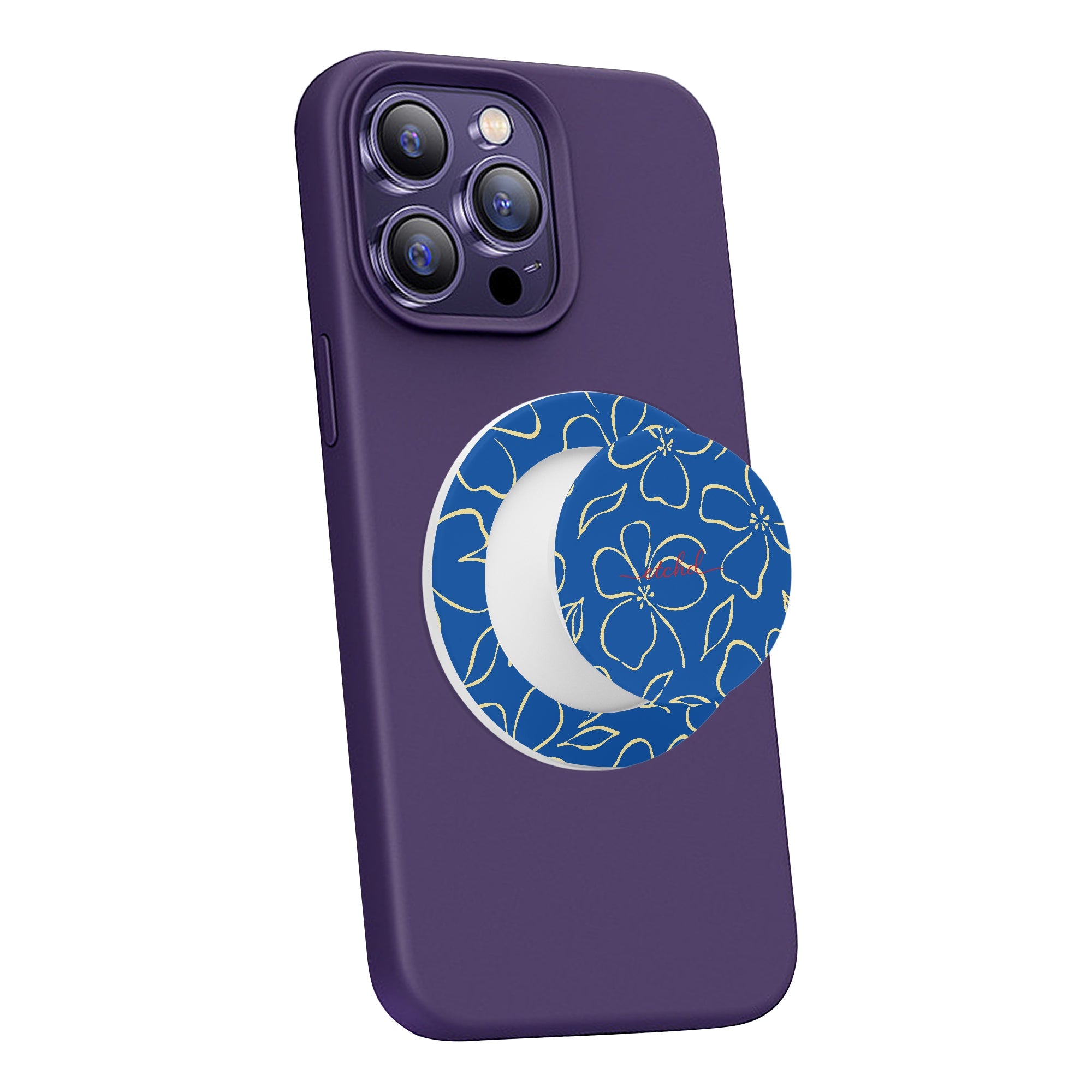Cobalt & Butter Floral Phone Grip And Stand by etchd, view 3