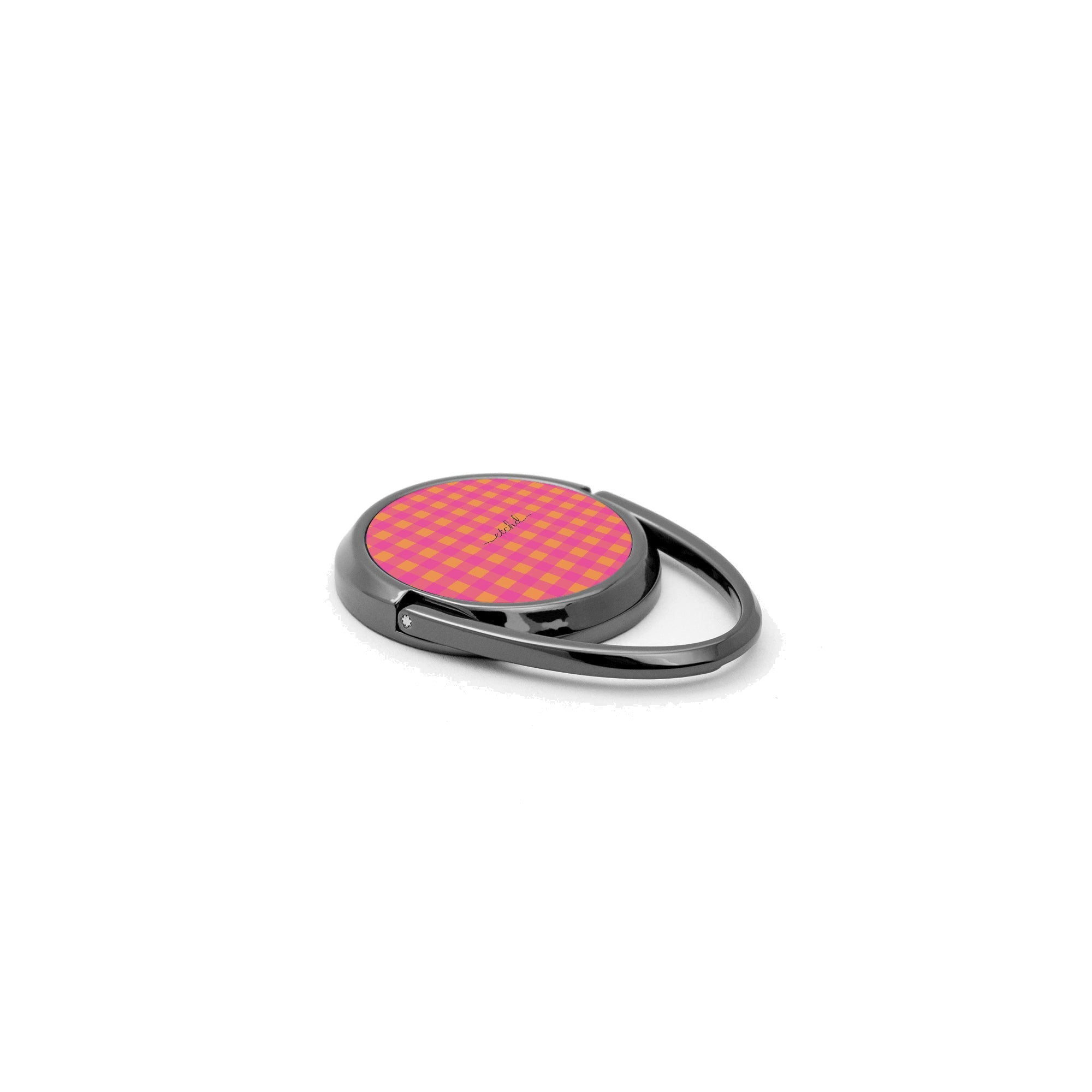 Pink & Orange Gingham Phone Ring Holder by etchd, view 2