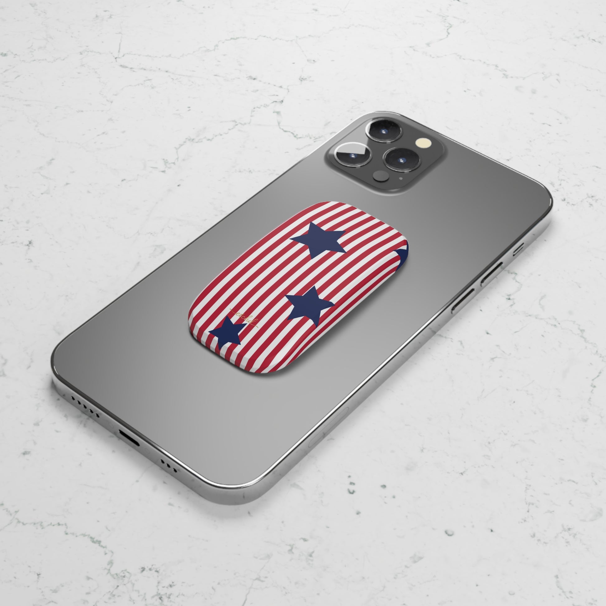 Red Stripes & Blue Stars Click-On Phone Grip by etchd, view 8