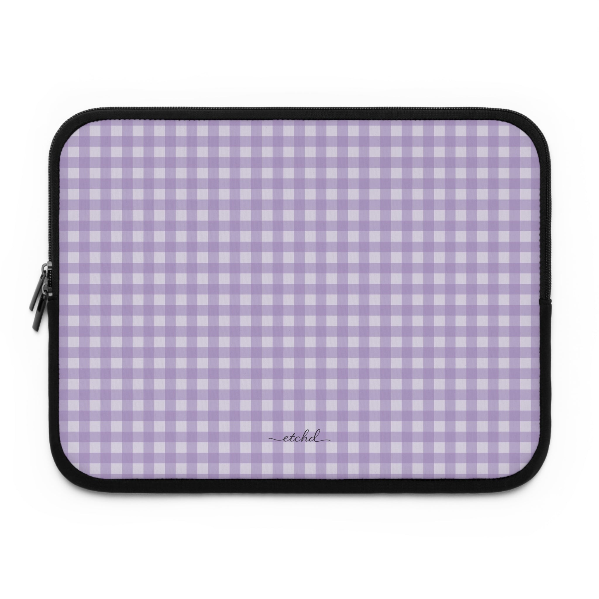 Lilac & Cream Gingham Laptop Sleeve by etchd