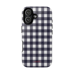 White & Navy Gingham Magnetic Phone Case by etchd, view 25