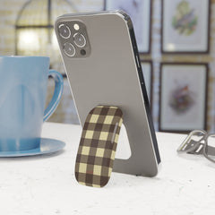 Butter & Brown Gingham Click-On Phone Grip by etchd, view 3