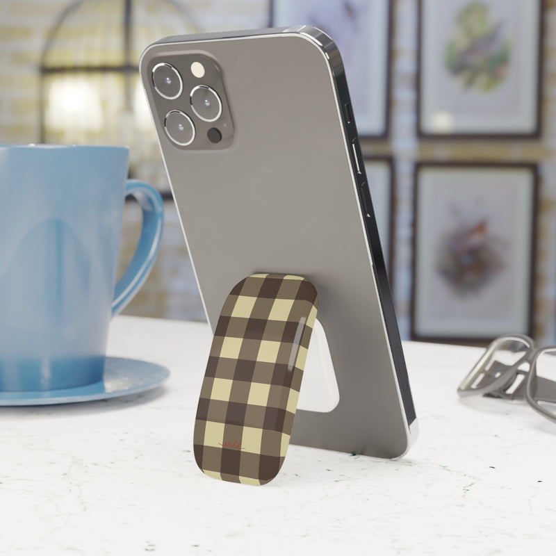 Butter & Brown Gingham Click-On Phone Grip by etchd, view 3