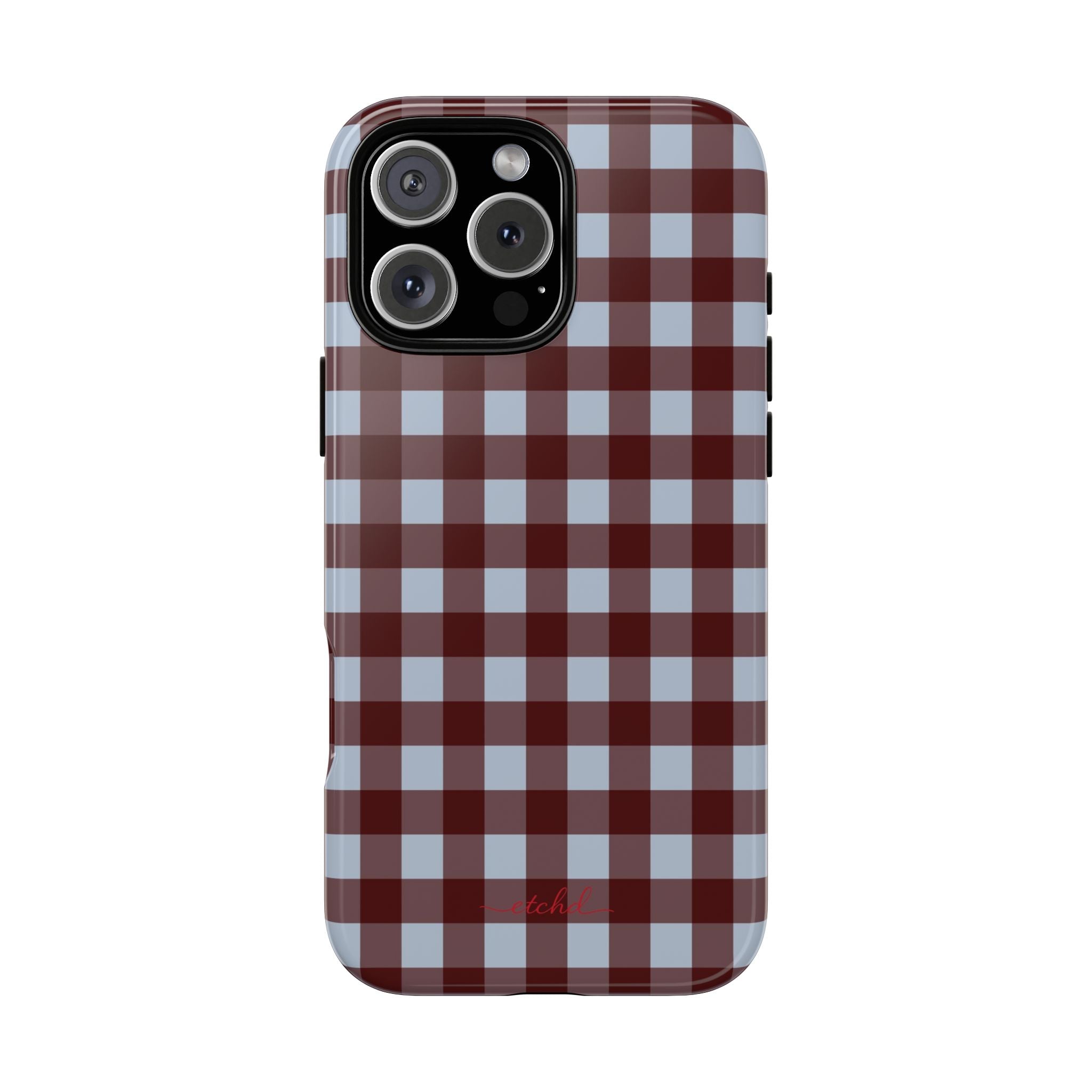 Blue & Cherry Gingham Phone Case by etchd