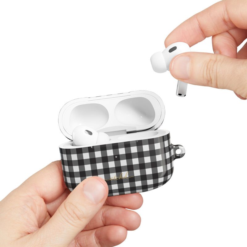 Black & White Gingham AirPod Case by etchd, view 11