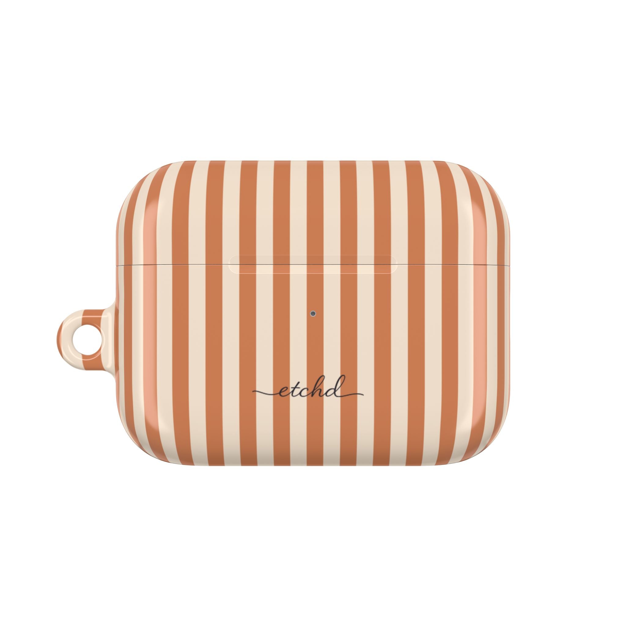 Terracotta & Cream Striped AirPod Case by etchd, view 2