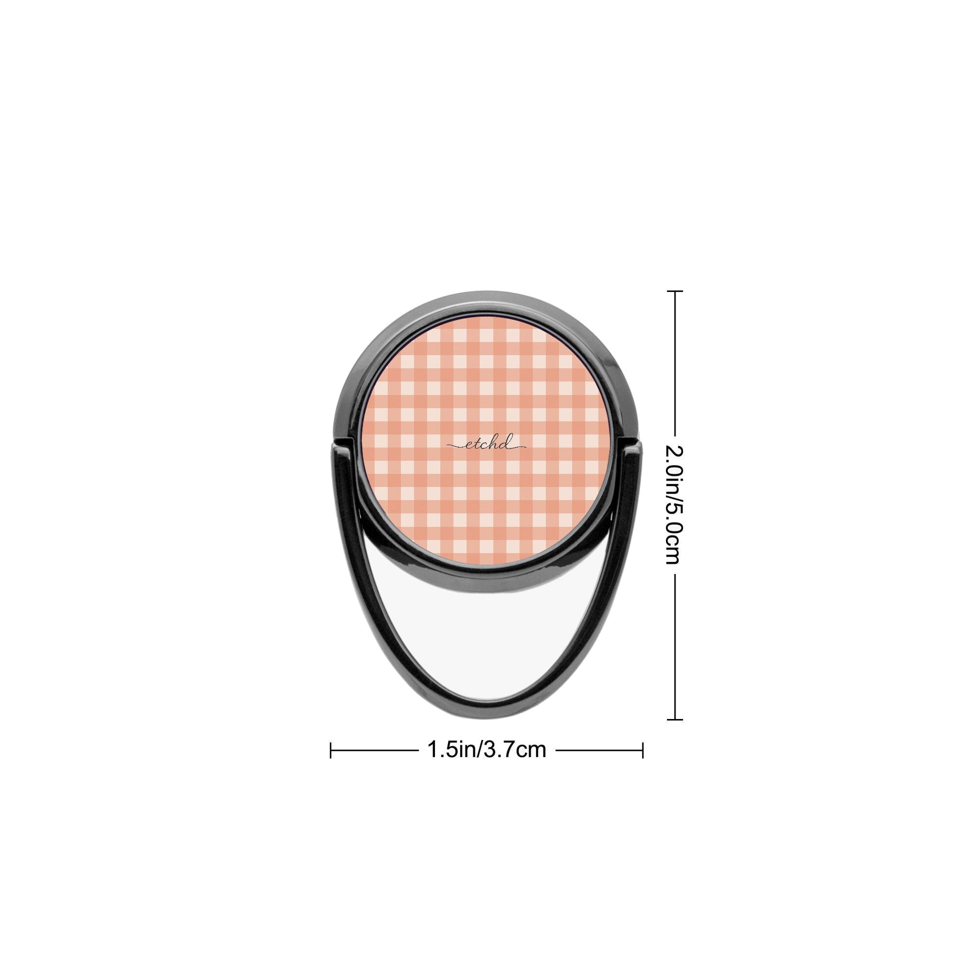 Coral & Cream Gingham Anillo soporte para móvil de etchd, vista 3