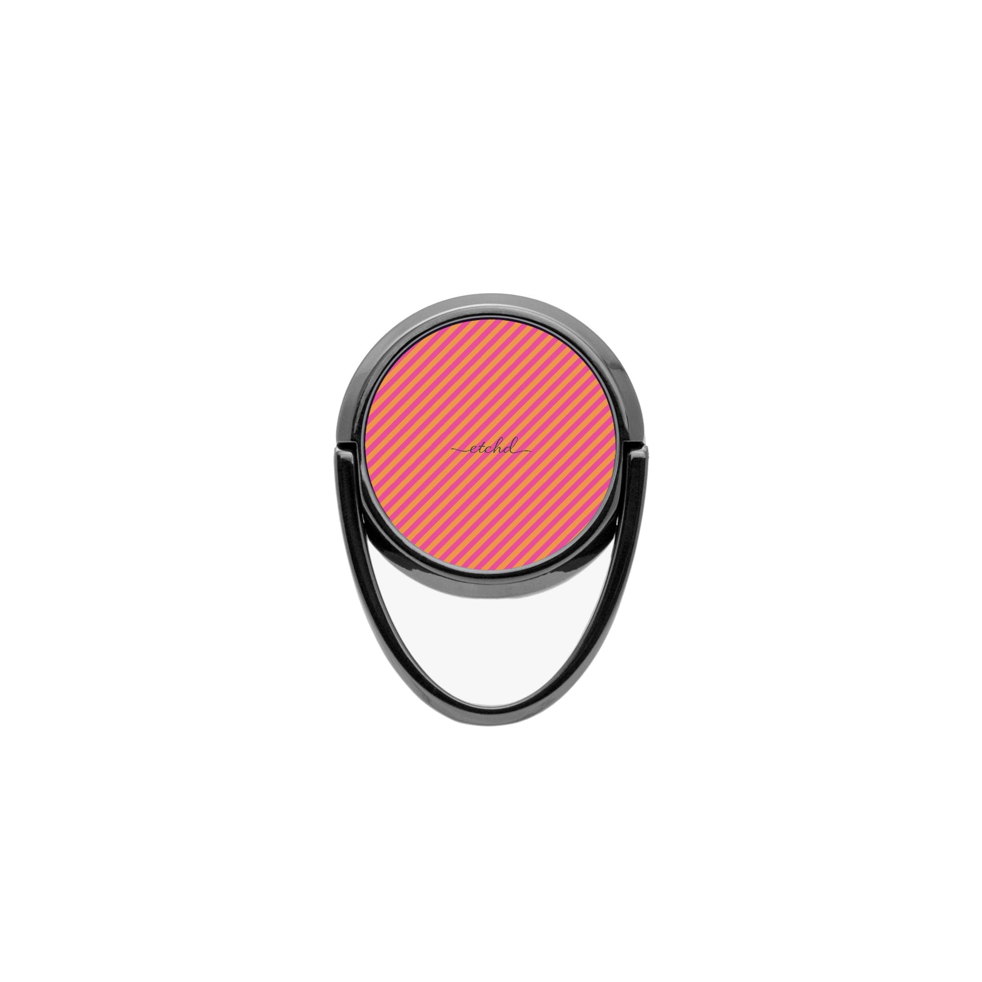 Pink And Orange Striped Diagonal Phone Ring Holder by etchd, view 4