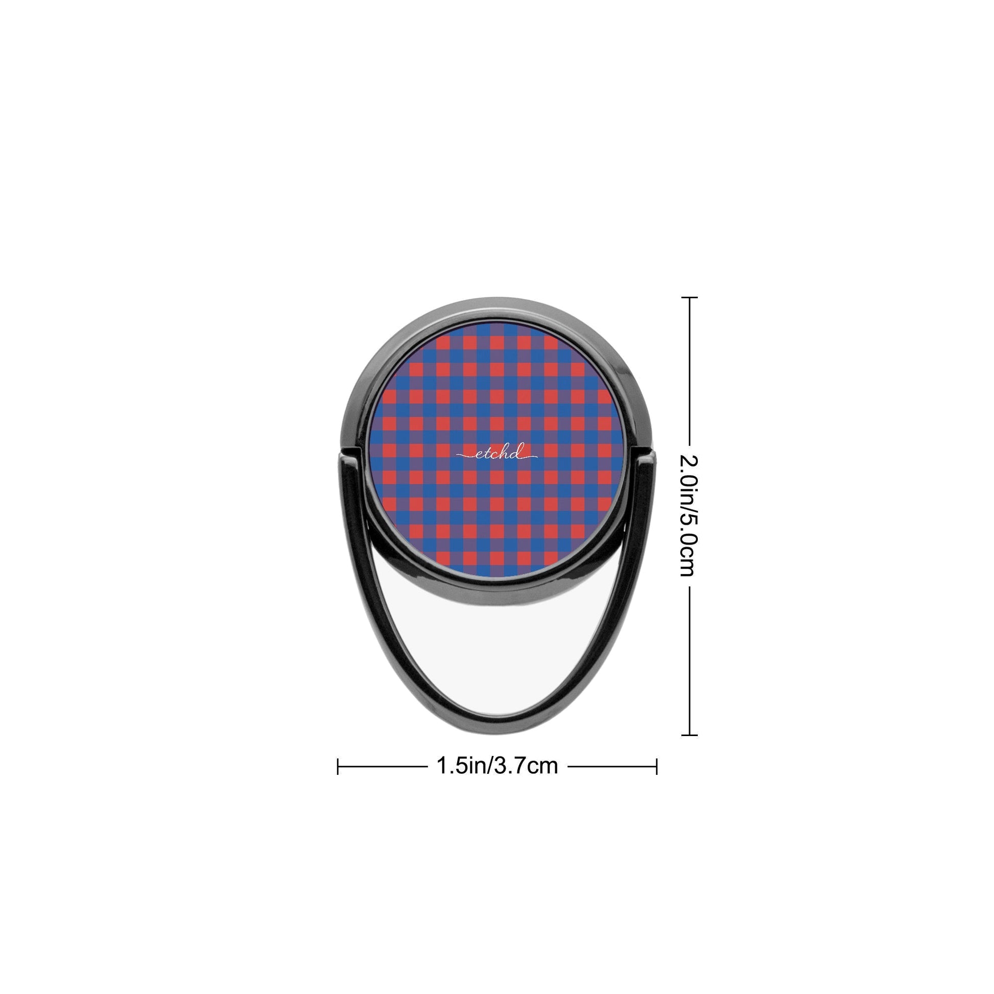 Cobalt & Poppy Gingham Anello supporto per telefono di etchd, vista 3