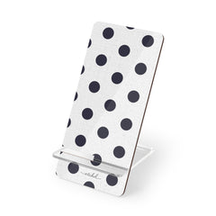 Navy And White Polka Dot Phone Stand by etchd