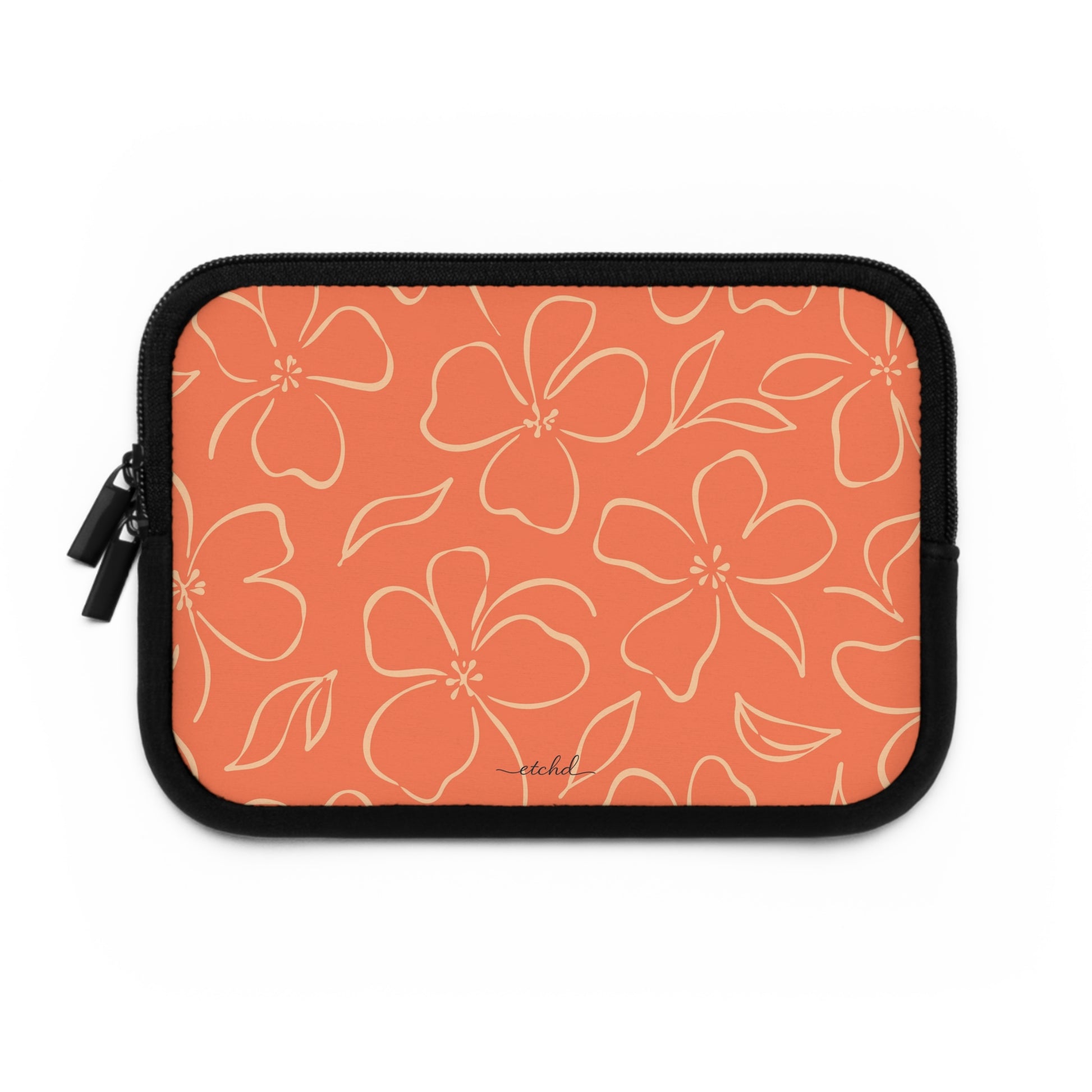 Coral & Peach Floral Laptop Sleeve by etchd, view 2
