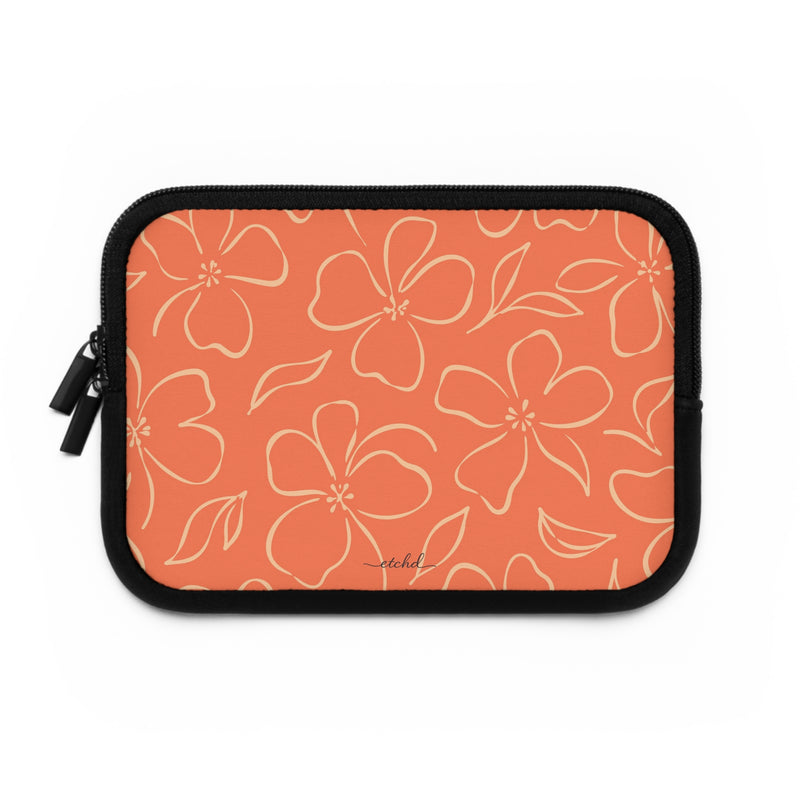 Coral & Peach Floral Laptop Sleeve by etchd, view 2