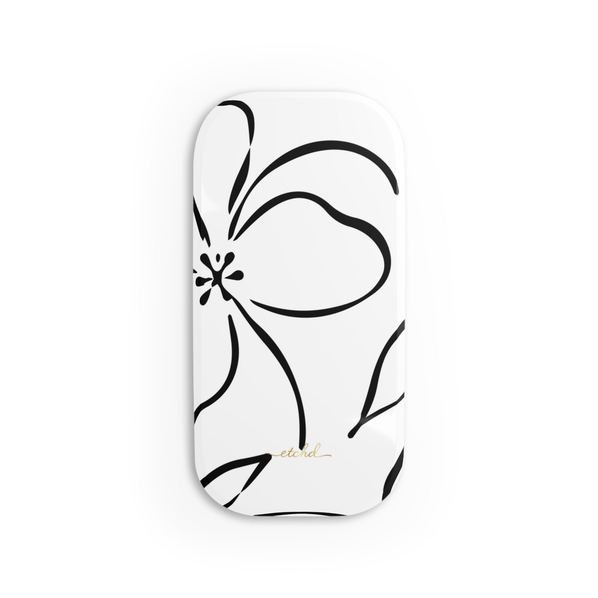 White & Black Floral Click-On Phone Grip by etchd