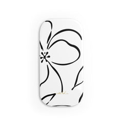 White & Black Floral Anello clip per telefono di etchd