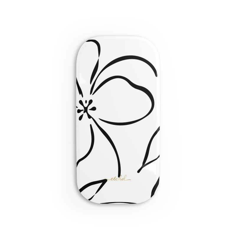 White & Black Floral Anello clip per telefono di etchd