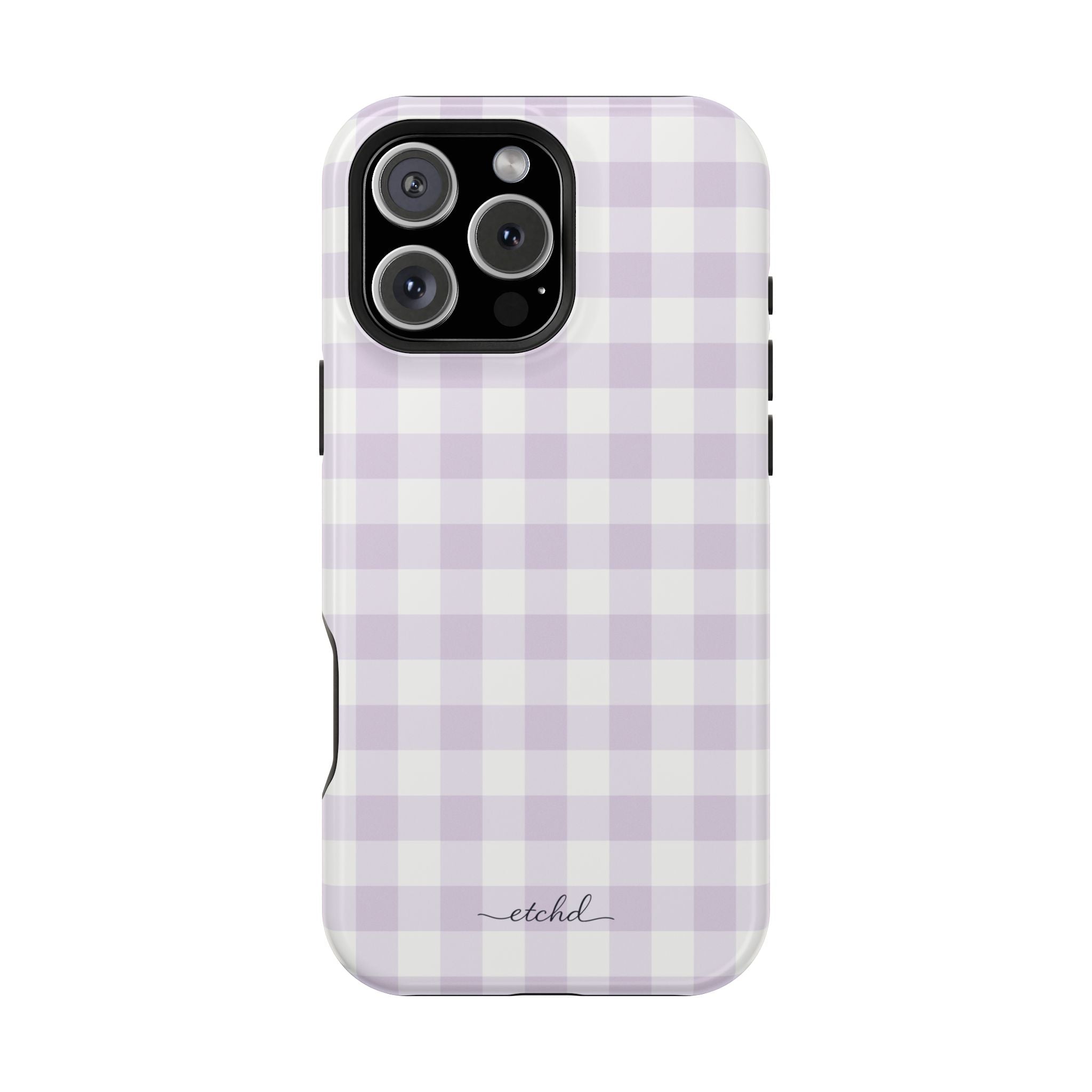 Lilac Gingham Magnetic Phone Case by etchd