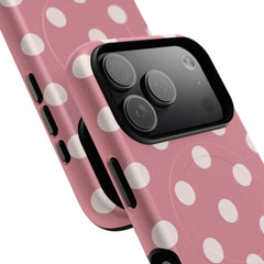 Cream & Blush Polka Dot Magnetic Phone Case by etchd, view 100