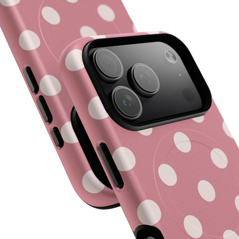 Cream & Blush Polka Dot Magnetic Phone Case by etchd, view 100