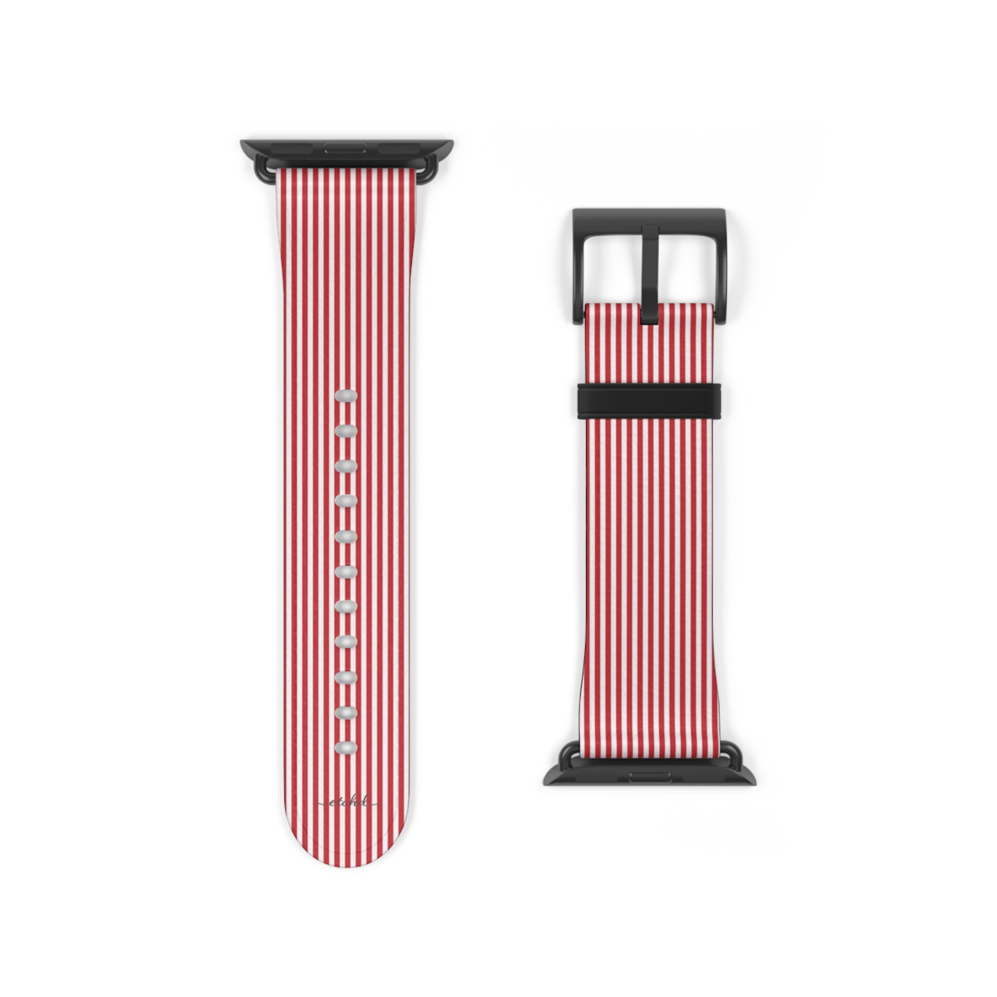 Classic Red & White Striped Smartwatch Strap by etchd, view 9