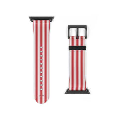 Classic Red & White Striped Smartwatch Strap by etchd, view 9