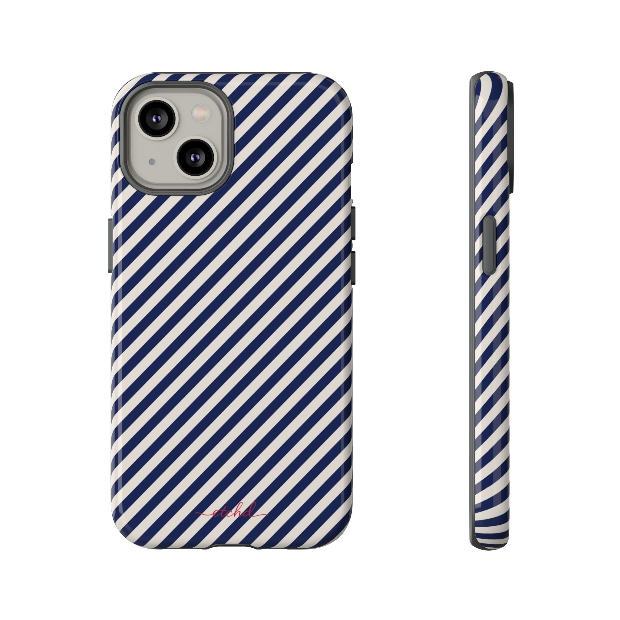Navy & Cream Striped Diagonal Phone Case by etchd, view 2