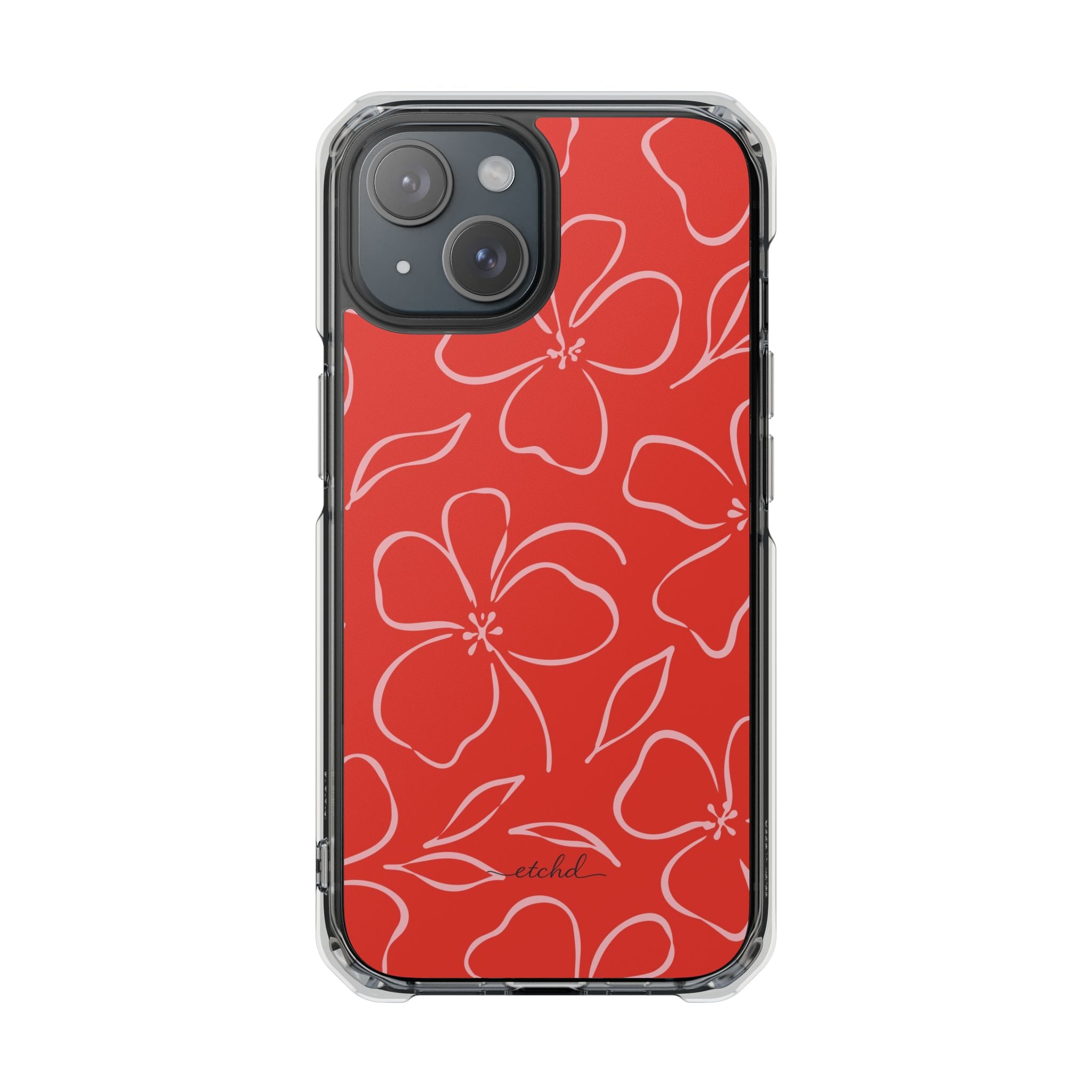Poppy & Blush Floral Funda transparente magnética para móvil de etchd, vista 2