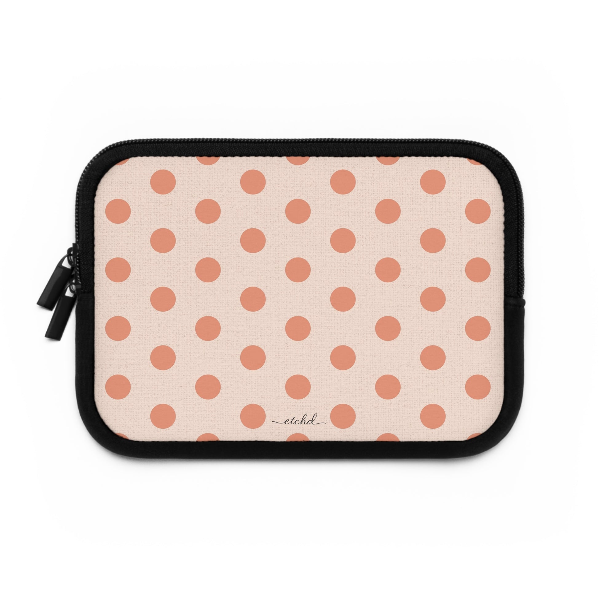 Coral Polka Dot Laptop Sleeve by etchd, view 2