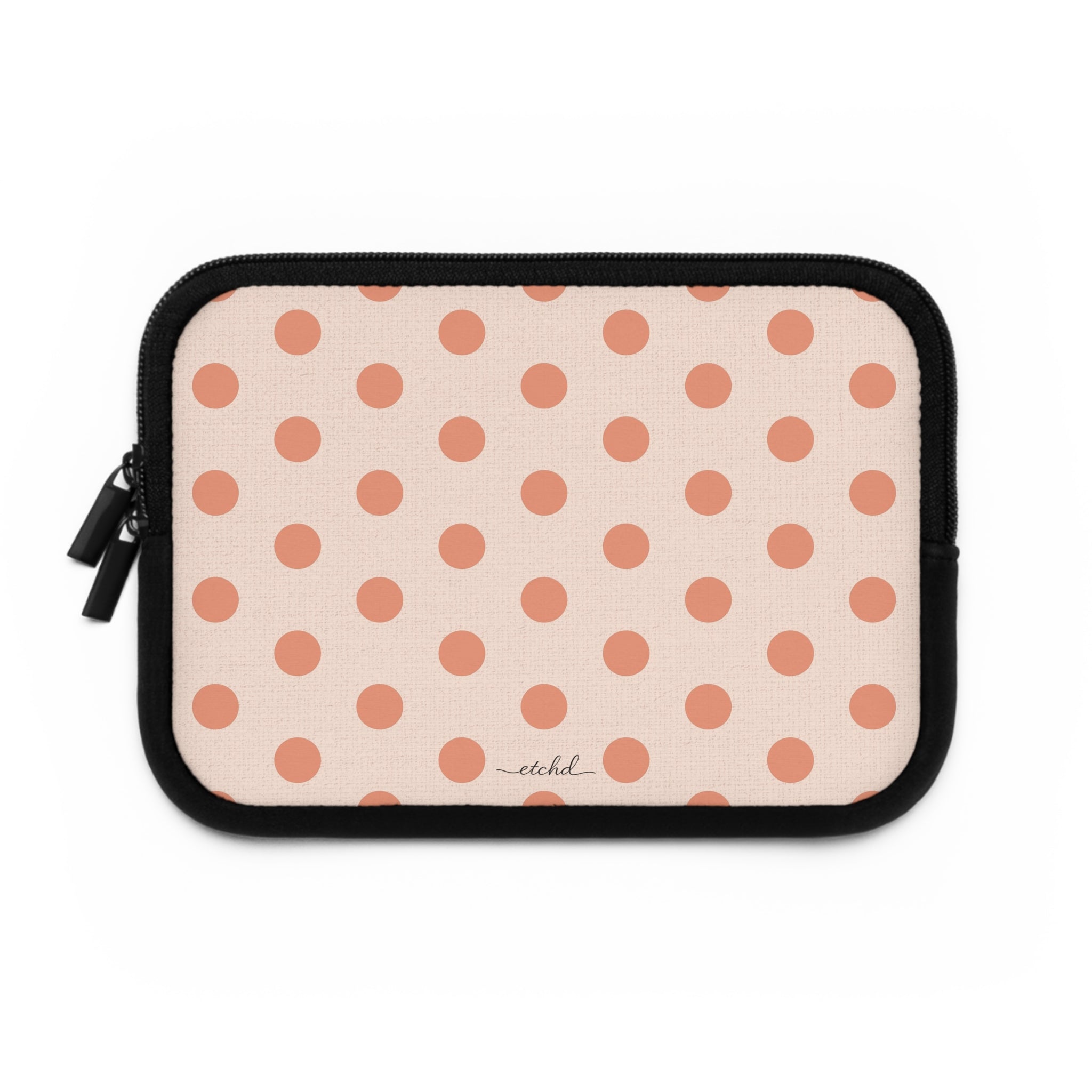 Coral Polka Dot Laptop Sleeve by etchd, view 2
