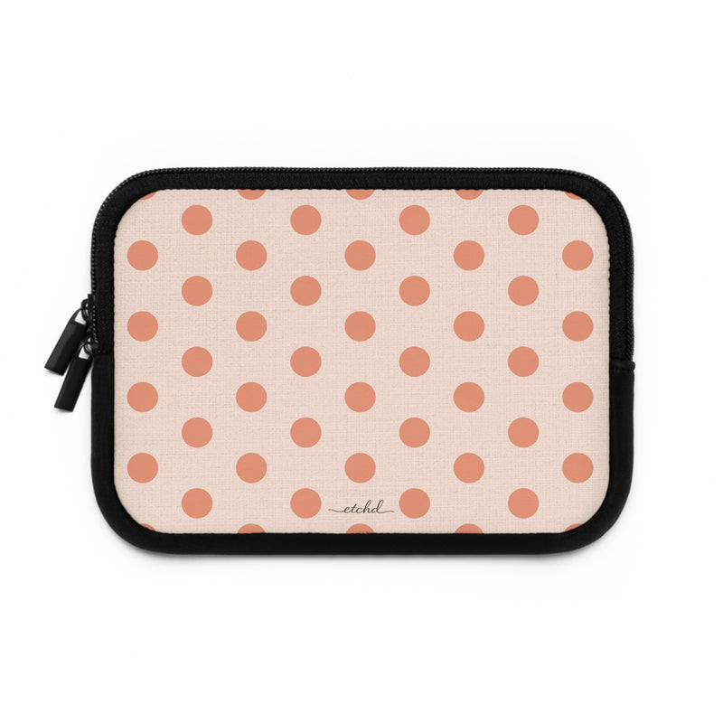 Coral Polka Dot Laptop Sleeve by etchd, view 2