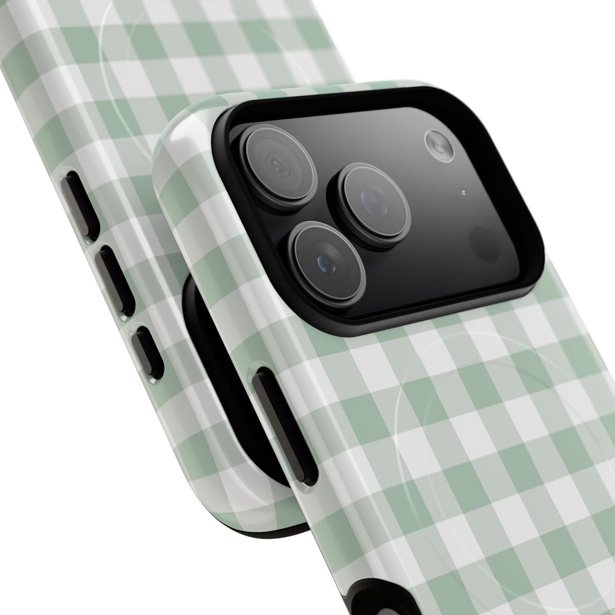 Sage & White Gingham Magnetic Phone Case by etchd, view 99