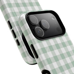 Sage & White Gingham Magnetic Phone Case by etchd, view 99