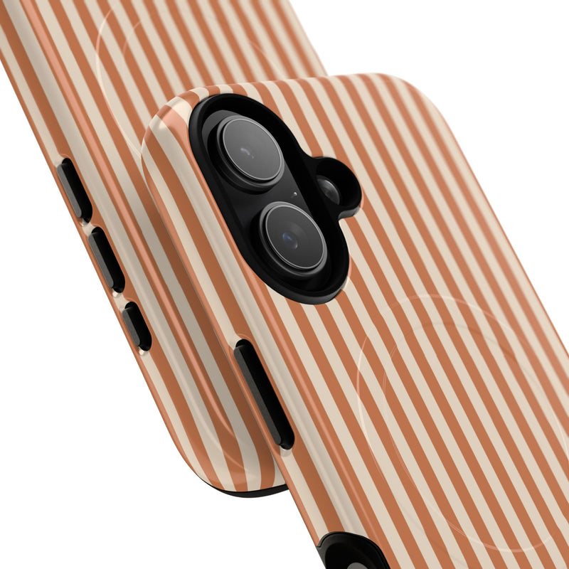 Terracotta & Cream Striped Magnetic Phone Case by etchd, view 87