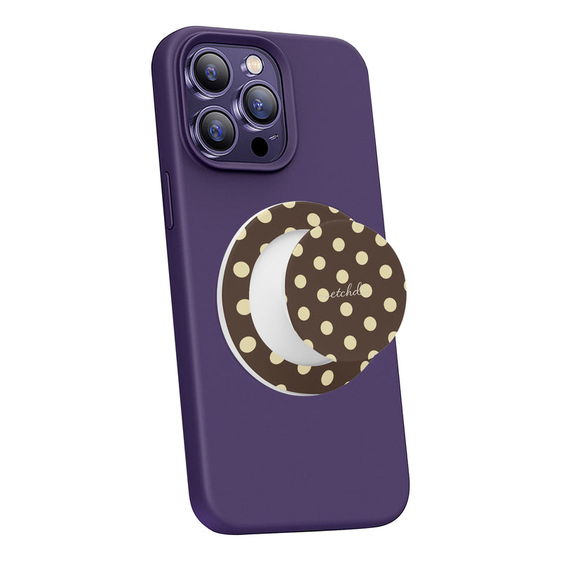 Brown And Butter Yellow Polka Dot Handy-Halterung und Ständer-zoom-