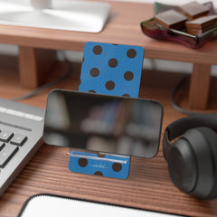 Espresso And Cerulean Polka Dot Phone Stand by etchd, view 4