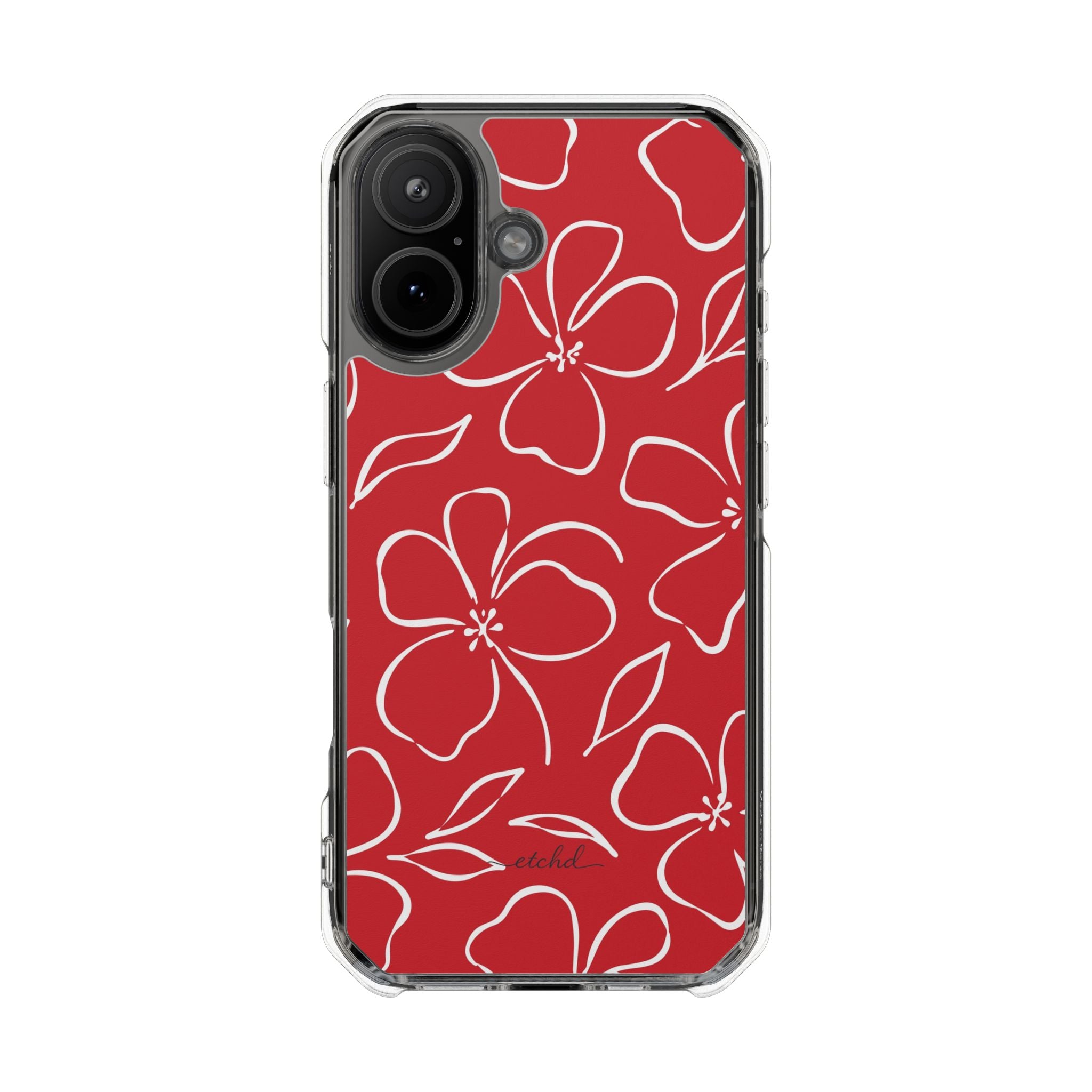 Classic Red & White Floral Clear Magnetic Phone Case by etchd, view 13