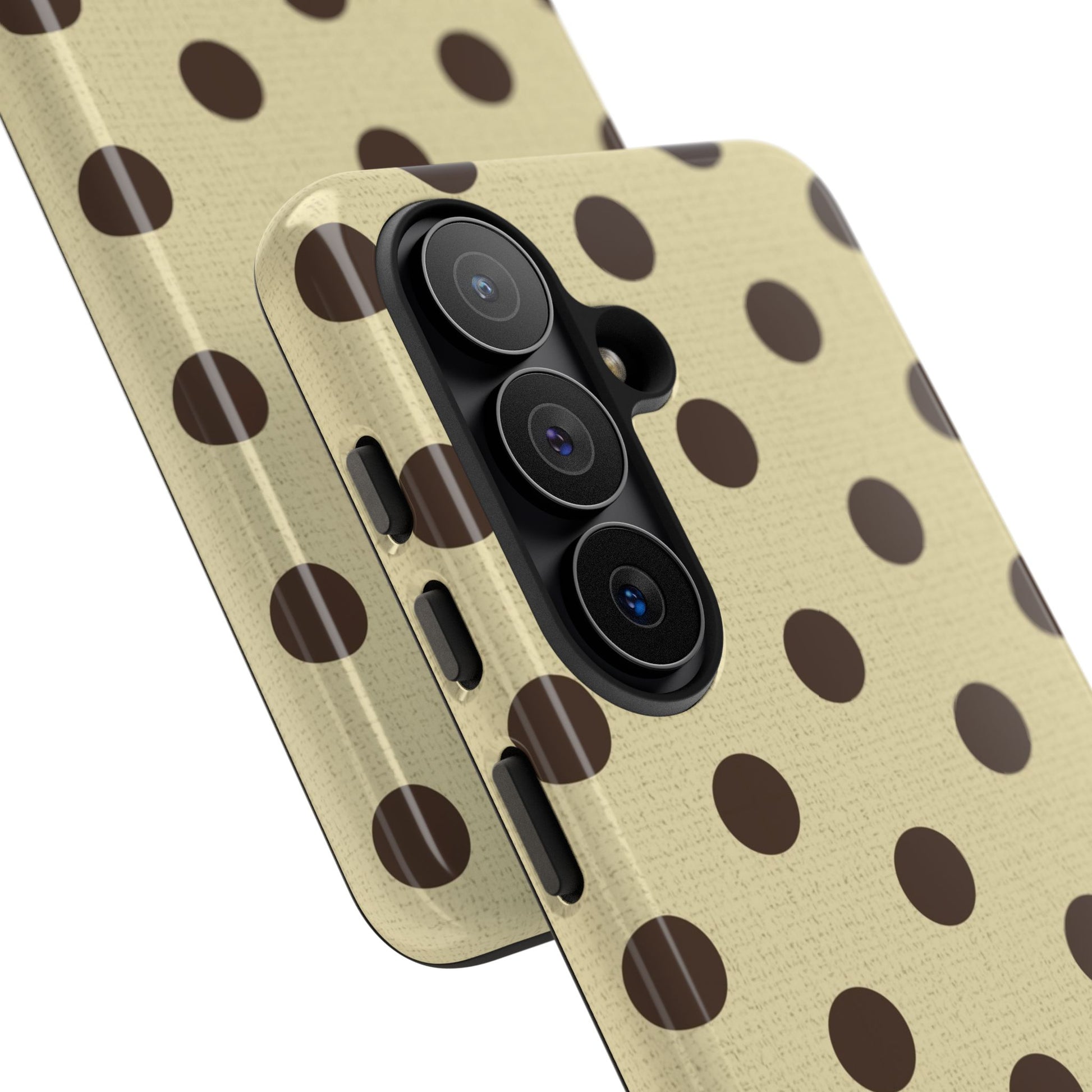 Butter Yellow And Brown Polka Dot Phone Case by etchd, view 209
