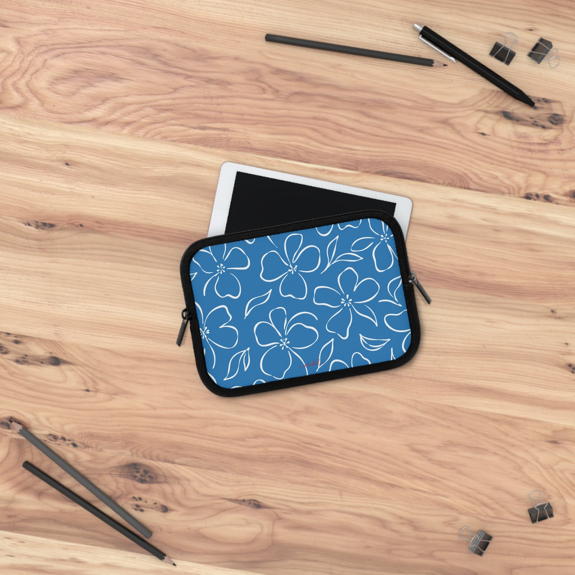 Cerulean & White Floral Laptop Sleeve by etchd, view 14