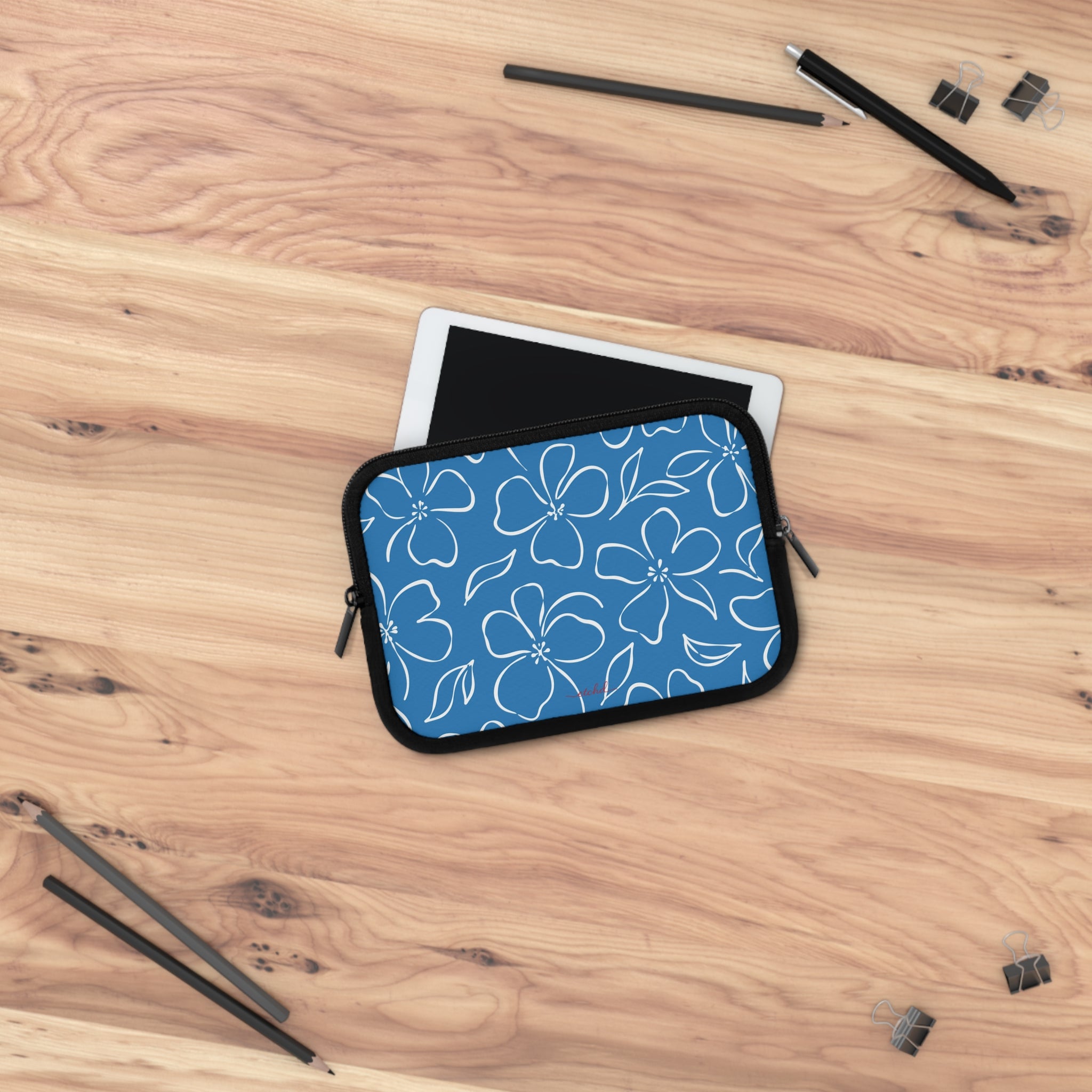 Cerulean & White Floral Laptop Sleeve by etchd, view 14