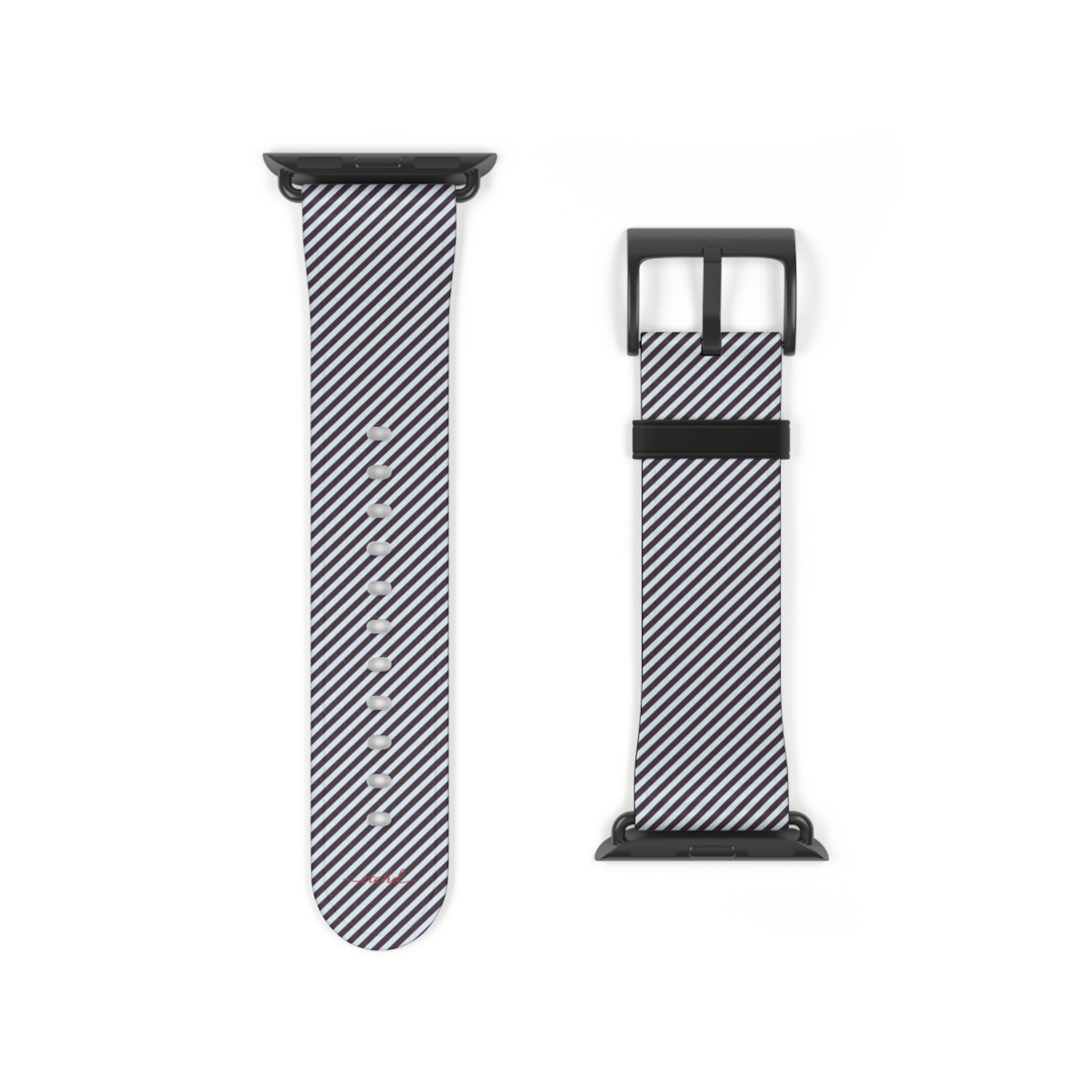 Plum & Blue Striped Diagonal Smartwatch Strap by etchd, view 9
