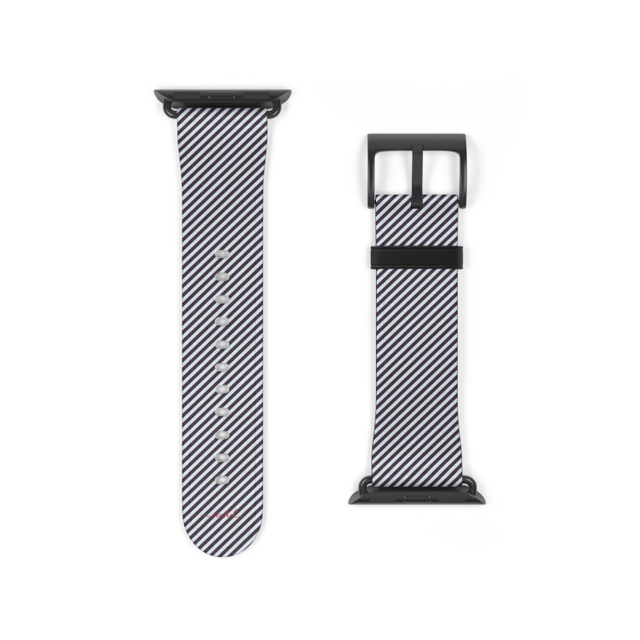 Plum & Blue Striped Diagonal Smartwatch Strap by etchd, view 9